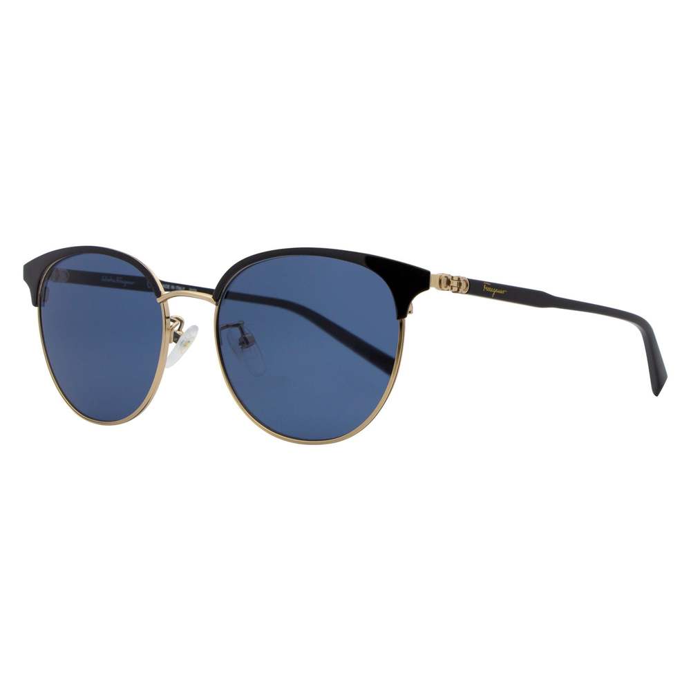 Salvatore Ferragamo Round Sunglasses SF2201 703 Black/Gold 53mm 2201